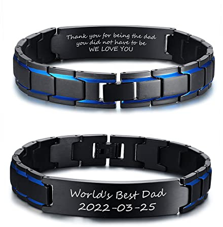 Armband Herren Papa Uhrenarmband Edelstahl:VNOX Armreif Herren|Armbänder Herren Männer mit Gravur|Edelstahl Armband Herren|Vatertagsgeschenk