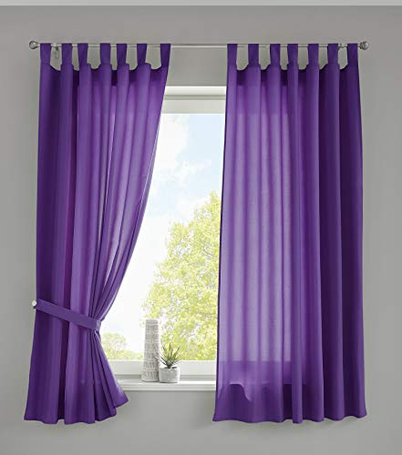Gardinenbox 2er Set Vorhänge Schal Schlaufen »Berlin« HxB 175x140 cm Lila Blickdicht Microsatin Lichtdurchlässig Kräuselband Uni Matt, 20400N2