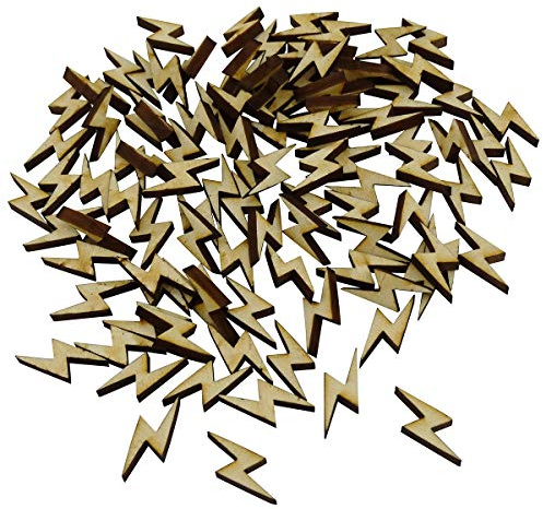 Confetti - Engraved Wood - Rustic Wooden Wedding Decor Party Table Scatter Decorations (Lightning Bolt)