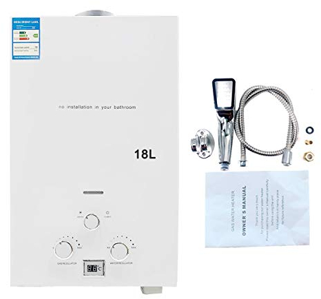 Cozyel Tragbarer Gas Durchlauferhitzer 18L 36KW Propangas Campingdusche für Dusche im Außenbereich Dusche Bad Warmwasser Camping Dusche LPG Warmwasserbereiter Tankless Instant, Weiß
