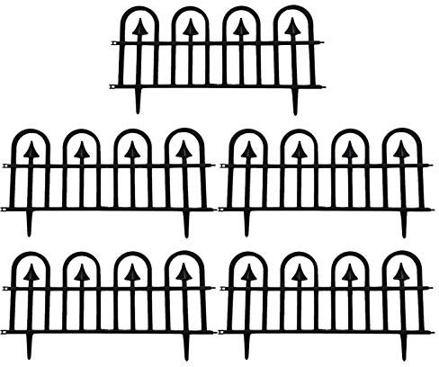 TARTIERY Lot de 5 éléments de clôture de jardin décoratifs en fer forgé - Pour patio, parterre de fleurs - Panneau décoratif - Bordure de jardin