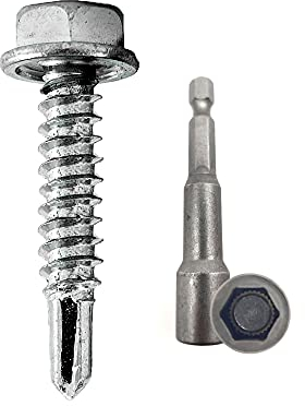 DOJA INDUSTRIAL | Vis Autoperceuse à Tête Hexagonale avec Douille Magnétique M10 | 100 Vis Autoforeuse 6,3x25 mm | Acier Zingué | pour Tole Acier, Bride de Fixation, Matériel de Construction