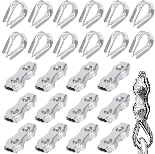 24 Pezzi Acciaio Inossidabile Metallica Morsetto Morsetti per Cavo Acciaio Morsetti per Cavo Acciaio Morsetto per Industria Famiglia Spedizione Carico e Scarico di Merci Macchine di Sollevamento