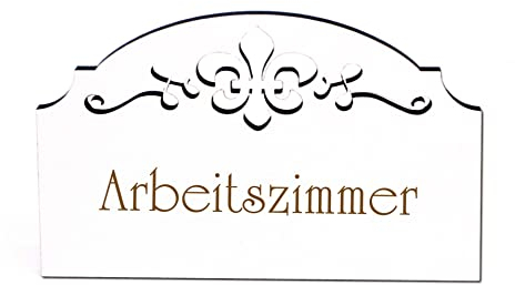 Arbeitszimmer Schild Holz graviert Ornamente selbstklebend Büro Office Türschild Türdeko 15,5 x 9,5 cm