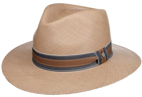Lierys Jean Maroon Traveller Panama Hat Women/Men Light Brown 7 3/8-7 1/2