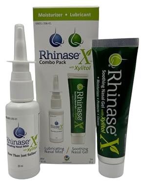 Rhinase X Combo Pack - Nasal Gel (30g) & Spray (30ml) for Complete Nasal Relief from: Dryness, Congestion, Post Nasal Drip, and Allergies. Retain Moisture for Dry Nose Relief