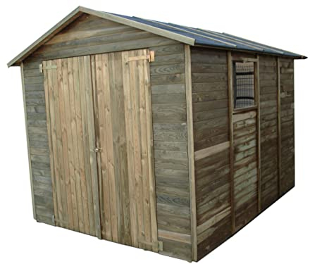 AVANTI TRENDSTORE Nova - Capanna a pannelli in legno di pino impregnato con due porte e 2 finestre, compreso il feltro di copertura. Dimensioni LAP 240x227x304 cm
