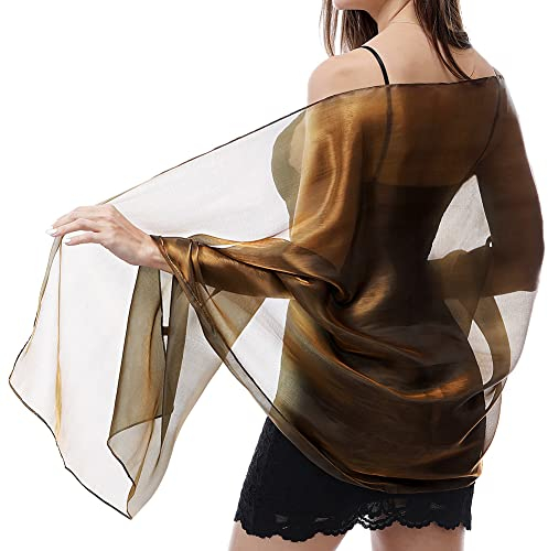 Ladiery Seide Schals und Wraps für Abendkleider Frauen Sheer Soft Brautjungfer Hochzeit Shawl Party Organza Stole