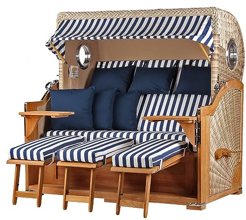 bene living Strandkorb-Set Königssee 3-Sitzer Teak - PE Shell - Modell 518 - Liftersystem