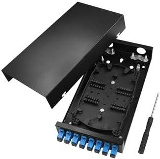 PNGKNYOCN 8 Port Fiber Optical Terminal Junction Box，Compact Size No Burr Pigtail Termination Box SC Optical Fiber Termination Distribution Box with 8 SC Coupler Adapters