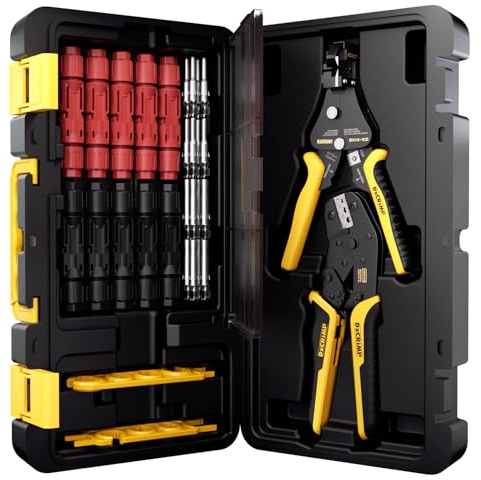 DXCRIMP GF-10Z Kit de Sertissage pour Câble Solaire 2,5/4/6 mm², Module PV, Avec Pince à Dénuder, Prise, Clé, Boîte à Outils Incluse