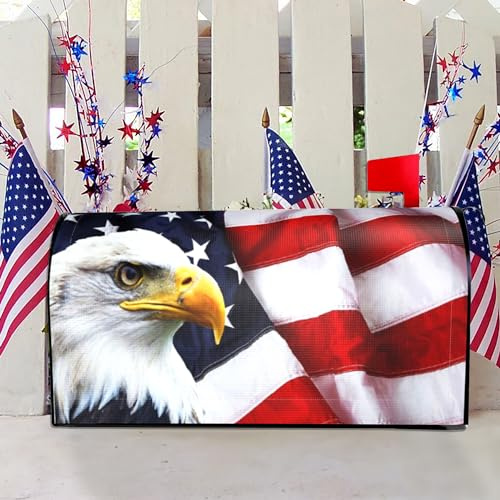 American Flag Mailbox Covers Magnetic Memorial Day Outdoor Decorations American Eagle Welcome Mailbox Wraps 4th of July Post Letter Box Cover Garden Decor Standard Size 18 X 21