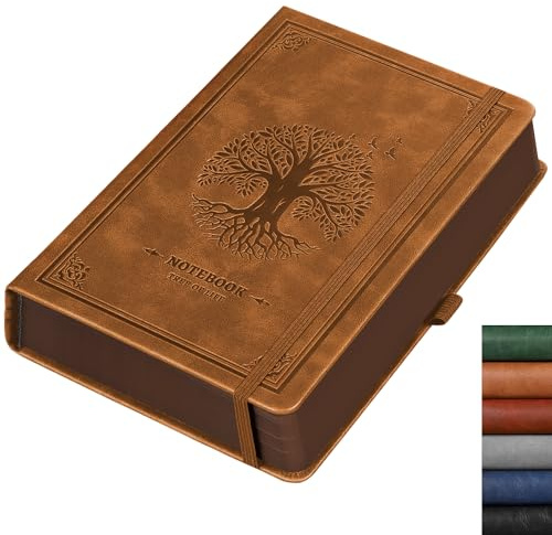 RETTACY Notizbuch A5 Blanko, 100g/m², 320 Seiten, Skizzenbuch | Leder-Hardcover, reißfest & abwischbar, Stiftschlaufe, Gummiband, Skizzenblock für Künstler, Zeichnen - Kamel