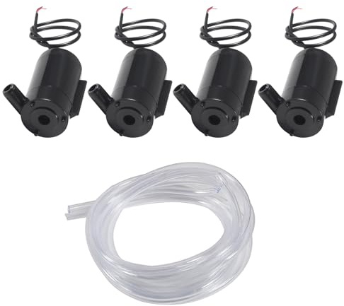 AEDIKO 4pcs Micro Submersible Mini Water Pump DC 3V 5V for Aquariums Fish Tank Pond Fountain Hydroponics Garden with 4M Flexible Tube Water Pipe