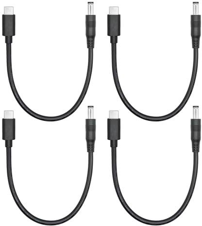 4 pièces de cordon d'alimentation court DC 5,5 mm x 2,5 mm à USB C de 15 cm, câble d'extension mâle DC 5525 vers mâle USB Type C 5V 5A, pour lampe de bureau LED, petit ventilateur et autres équipemen