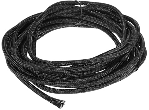 sourcing map Gaine de protection tressée extensible en PET pour gestion des câbles, TV, ordinateur, audio, appareils de bureau à domicile, 7,6 m – Noir