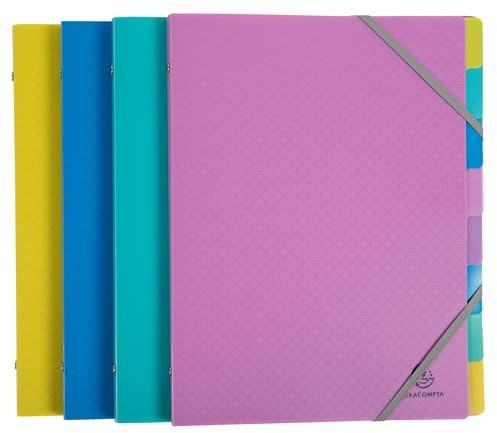 Exacompta - Ref 56190E – Karton mit 8 Ordnern Forever Young – 3 Klappen mit Gummibändern – Deckel und Innenseite aus recyceltem Polypropylen – 8 Fächer – Maße: 25 x 32 cm – für DIN A4 – sortiert