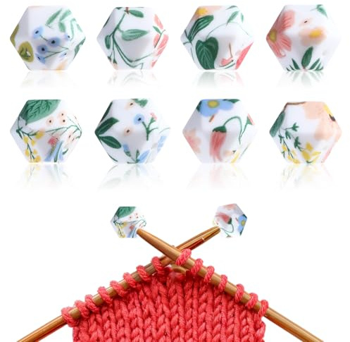 AOZUO 8 stycken maskstopp för sticknålar, nålspetsskydd med blommönster, sticknålstopp, sticknålskyddskåpa, sticktillbehör, lämplig för nålar av storlekarna (3–9 mm)