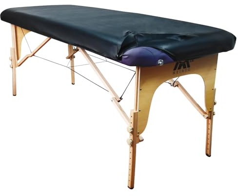 Housse de protection pour table de massage de 81,3 cm de large – 100 % polyuréthane – Facile à nettoyer, réutilisable et imperméable pour tables carrées (noir, 80 cm)