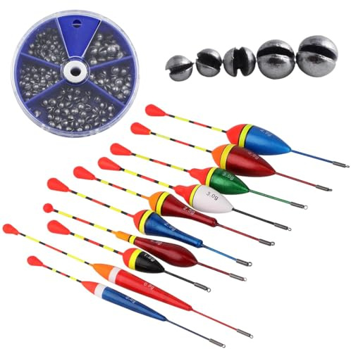 Bangbobi Posen Set - 10 Angelposen Schwimmer aus langlebigem Schaumstoff mit Angelblei, gut sichtbar für Forellen und Friedfisch Angeln - Angelzubehör