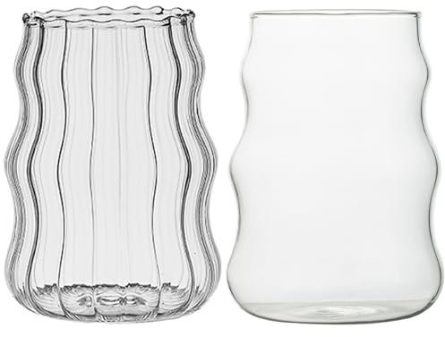 Verres à café glacées 530 ml Vintage Vintherais à boisson fraîche 2 Pack Souerons de boisson tasses à café glacé glacé tasse de verre à verre pour boissons mélangées, eau, bière de jus, cocktail