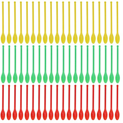 Mavaol 60 Pack Double Ended Measuring Spoons, Color Coded Green Red Yellow, ABS Plastic for Sampling, Mixing, Transferring, Household and Laboratory Use