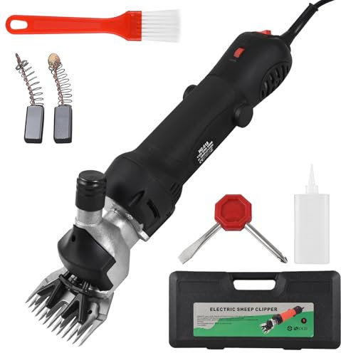 YIWEOG Cisaille à moutons Tondeuse électrique 690 W Cisaille à bétail professionnelle 6 vitesses Kit de toilettage à pression réglable Coupe de poils d'animaux avec brosse de nettoyage de tête remplaç