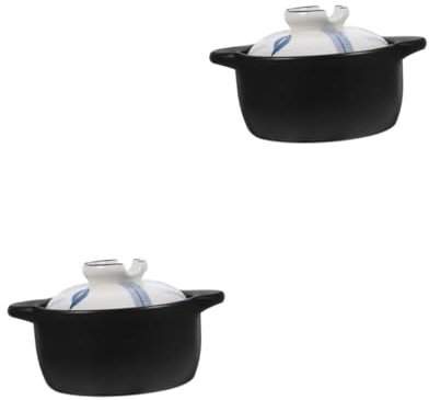 Garneck 2 Pz Casseruola in Ceramica Caldo Padella Pentole Per Salsa Chiaro Dal Piano Cottura Alla Teglia Forno Termico Wok Cucinando Ciotola Pentola Cibo Torrefazione Piatti Zuppa