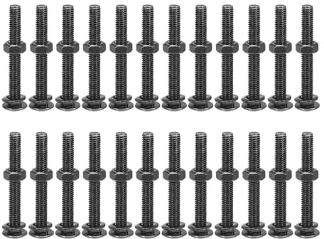 QUARKZMAN M6x40mm Boulons À Tête Ronde Et Collet Carré Avec Écrous Et Rondelles, 50Set Acier Inoxydable 304 Boulons À Tête Ronde Et Collet Carré, Noir