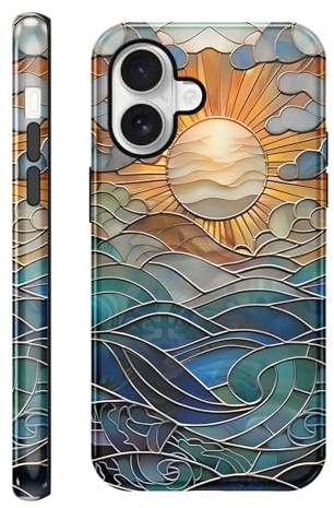 Yirlbey Fodral för iPhone 16 Fragment, Aesthetic Färg Sol Mönster Utskrift, Tunn Silikonfodral Teckning För Flickor Kvinnor, Stötsäker Stötsäker Stötsäker Skyddshölje för iPhone16 6,1 tum