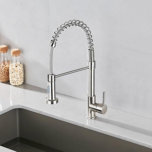 STANEW Robinet Cuisine,Mitigeur Cuisine avec Douchette Extractible Pivotant à 360,Double Mode de Pulvérisation (Argent)