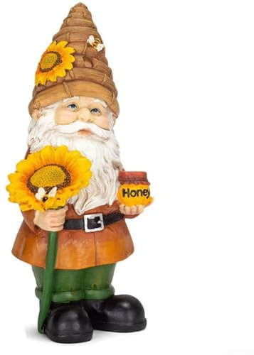 Zeroupshop Estatua de gnomo de resina para jardín, adorno de césped pintado a mano, figura bonita para decoración del hogar, jardín, resistente a la intemperie, arte de patio (B)