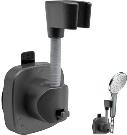 Support de pommeau de douche à ventouse, rotatif à 360 °, réglable et amovible, sans perçage, pour hôtel, salle de bain, gris