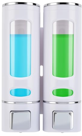Dispenser Sapone Bagno, Dosatore Sapone Bagno Mani Cucina, Bianco, 2x400ml | Dispenser Bagnoschiuma Doccia A Parete Con Etichetta Impermeabile Per Cucine Bagni
