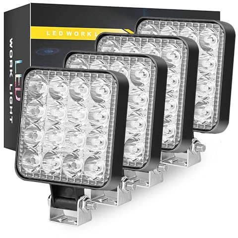 4 fari da lavoro a LED, 4 x 3,3 pollici, 48 W, per fuoristrada, 12 V, IP65, impermeabili, fanali di retromarcia per escavatori, trattori, rimorchi, ATV, camion, fuoristrada, 4 x 4