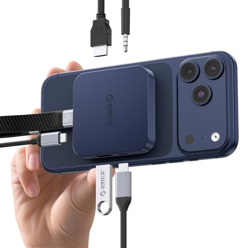ORICO - Estación de Acoplamiento USB-C magnética, Carcasa SSD M.2 2230 NVMe, Docking Station 6 en 1 con HDMI 4K@60Hz, PD 100W, USB-A/USB-C 10Gbps, Audio, Hub USB-C Dockingstation para iPhone/Pro MAX