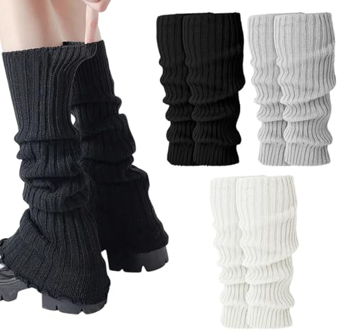 JYNXOR 3 Paia Di Scaldamuscoli Lavorati A Maglia Per Donne E Ragazze, Scaldamuscoli Invernali Per Stivali, Caldi Scaldamuscolis Da Donna, Alla Moda, Calzini Lunghi Al Ginocchio