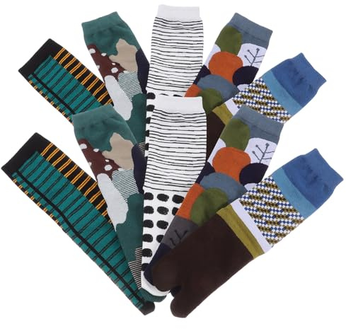 TOVINANNA Calzini Donna 5paia in Cotone Design Split Toe Elastici, Stile Semplice e Generoso per Stagione Calda ed Estate