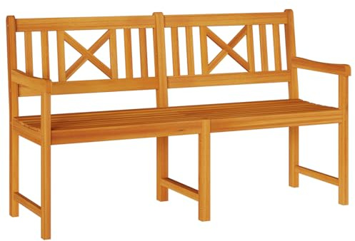 Acacia trä trädgårdsbänk, 150 x 56 x 90 cm, massiv utomhuspäls, uteplats sittplatser, snygg bakgårdsdekor, perfekt för avkoppling och underhållning.