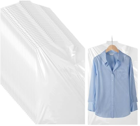 30 Stück kleidersäcke Transparent 60x100cm, Kleidersack Lange Kleiderhüllen Kleiderschutzhüllen Dicke 6 Seide Staubdicht Kleiderschutz zum Aufhängen für Anzüge Hemden Hängend