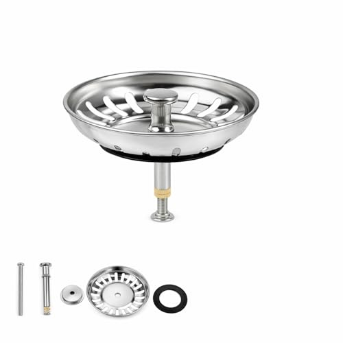 RowGlow Bouchon Évier Cuisine Ø 82 mm avec Goupille Réglable, 304 indox, Filtre Panier Ever 79mm Fonctionnement du Bouton Excentrique Panier Crépine, Compatible Lave-Vaisselle (82mm 1pcs)
