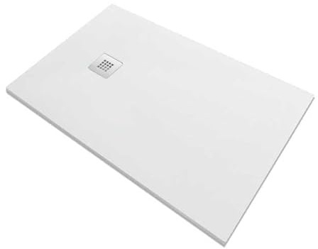 Piatto doccia 160x70 cm effetto pietra marmoresina EASYSTONE riducibile KENYA Bianco