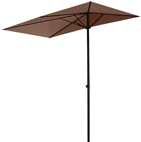 HZSCL Demi Rectangulaire Parasol Extérieur 250x130cm, Réglable en Hauteur 170-260cm Demi Parasol Contre Mur pour Balcon Jardin Café(Brown)