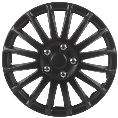 cartrend Radkappen Suzuka, 16 Zoll, für alle gängigen Stahlfelgen, aus Spezial-ABS-Qualitätskunststoff, schlagfest, zweischichtige Metallic-Lackierung, überlackierbar, schwarz, 4 Stück