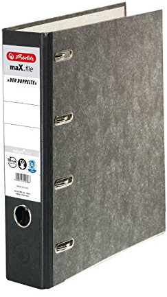 10er Maxi Sparpack herlitz Doppelordner maX.file nature A4 sw 7cm 2xA5 quer Ablage sk Rückenschild (10)