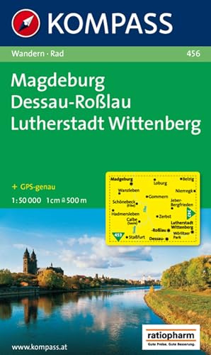 KOMPASS Wanderkarte 456 Magdeburg - Dessau - Roßlau - Lutherstadt Wittenberg 1:50.000: markierte Wanderwege, Hütten, Radrouten