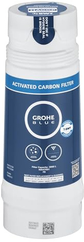 GROHE Blue Filtre Charbon Actif, 3000L, Réduit les substances nuisibles au goût et à l'odeur de l'eau, Filtre de remplacement pour les robinets GROHE Blue, Pure et Professionnel, 40547001