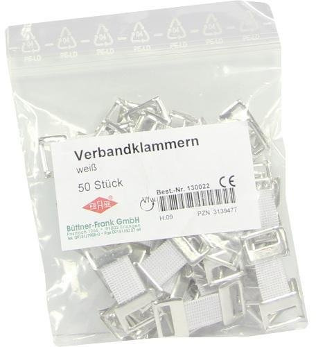VERBANDKLAMMERN weiß mit Gummiband 50 St