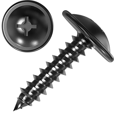 100 AUPROTEC Blechschrauben Kreuzschlitz Flachkopf mit Scheibe schwarz verzinkt 4,8 x 22 mm