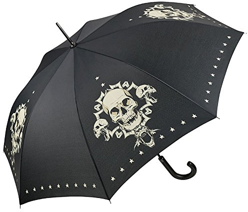 VON LILIENFELD® Parapluie Canne Grand Robuste Ouverture Automatique Art Skull Crâne